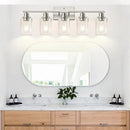 5-Light Bathroom Light Fixtures, Brushed Nickel Bathroom Vanity Light with Clear Glass Shades, Modern Bathroom Wall Lamp for Mirror Living Room Cabinet Bedroom Porch by CozyNest Decor