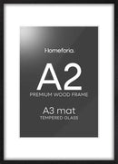 Homeforia A2 Black Wood Frame, High End Oak 16.5 x 23.4 Black Wooden Poster Frames Matted to 11.7 by 16.5 in Photo, A2 Size Wood Picture Frame with Mat A3 for Print, Tempered Glass, Wall Kit, Set of 1 by CozyNest Decor