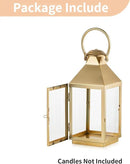 NUPTIO Gold Lanterns Decorative for Wedding: 11.3 Inch Tall Metal Lantern Decor with Glass - Outdoor Candle Holder for Table Centerpiece Dining Room Mantel Patio by CozyNest Decor