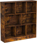 LEYAOYAO 8 Cube Bookshelf with Base,3 Tier Mid-Century Modern Brown Bookcase,Standing Wide Bookshelves Storage Organizer Shelf,Rustic Wood Display Cabinet Book Shelves for Bedroom,Living Room,Office by CozyNest Decor