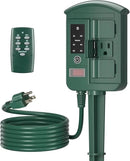 BN-LINK Outdoor Power Stake Timer Waterproof, Power Strip with 6 Grounded Outlets and 6FT Extension Cord, 100FT Wireless Remote Control, Dusk to Dawn Sensor Timer for Lights and Courtyard Decoration by GreenHaven Gardens