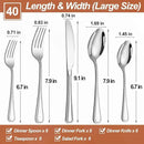 40 Pcs Silverware Set for 8 with Simple Striped Handle Design, Food Grade Stainless Steel Flatware Set, Eating Utensils Sets Include Fork/Knife/Spoon, Reusable Cutlery Set, Dishwasher Safe by CozyNest Decor