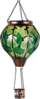 pearlstar Hot Air Balloon Solar Lantern with Flickering Flame Light Outdoor Solar Hanging Lights Waterproof for Garden Yard Farmhouse Patio Pathway Outside Decoration,Glass(Hummingbird) by GreenHaven Gardens