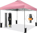 CROWN SHADES Adjustable Height on The Fly, 10x10 Pop Up Canopy - Beach Tent with One Push Setup - Easy Outdoor Sun Shade for Events, Parties, Camping - Outside Shade with STO-N-Go Bag, Pink by GreenHaven Gardens