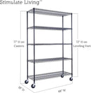 48"x18"x72" PRIME HEAVY DUTY Black 5-Tier Wire Shelving NSF 4000 LBS MAX Capacity Storage Rack for Commercial, School, Home, Garage, Warehouse, Industrial, and Hospital Uses (with Wheels) by CozyNest Decor