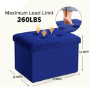 LINMAGCO Storage Ottoman Folding Foot Stool Velvet Foot Rest with Padded Modern Ottoman with Storage for Living Room Puppy Step Stool 17x13x13in(Navy) by CozyNest Decor