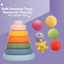 Montessori Toys Soft Stacking Building Blocks Rings Balls Sets 3 in 1 Baby Toys Bundle for Babies 6-12 Months Sensory for Toddlers 1-3 Teething Bath for Infants Learning Toy by TinyTreasures Baby Boutique