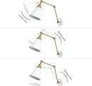 JONATHAN Y JYL7462B Rover 7" Classic Industrial Metal Adjustable Arm LED Wall Sconce, White/Brass Gold for Bedroom, Bathroom, Vanity by CozyNest Decor