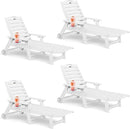Lounge Chair Outdoor Set of 4 with Wheels, Adjustable 6-Position Chaise Lounge Outdoor, Patio Lounge Chair for Poolside Backyard, White by GreenHaven Gardens