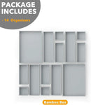 SpaceAid 14-Piece Bamboo Drawer Organizer Storage Boxes Set, Wood Tray Junk Drawer Organizers Multi-Use Divider Bins for Kitchen, Bathroom, Office Desk and Makeup Organization (14 Pack, Gray) by CozyNest Decor