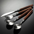 Wood Silverware Set for 6 GULSARAYI Cutlery Set 18/8 Stainless Steel Flatware Set with Walnut Handle 24 Piece Wooden Flatware Set Utensils Set for Home Kitchen Restaurant Forks Spoons And Knives Set by CozyNest Decor