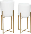 CosmoLiving by Cosmopolitan Metal Indoor Outdoor Planter Dome Large Planter Pot with Removable Stand, Set of 2 Planters 20", 22"H, White by GreenHaven Gardens