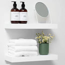 Homeforia White Floating Shelf 18 inch, High End Solid Real Wood 18inch Bathroom Floating Shelves for Wall Mounted, White Wooden 18in Floating Shelves, Heavy Duty Bracket, 18 X 6.5 X 1.75 in, Set of 2 by CozyNest Decor