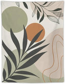 Abstract Bohemian Mid Century Tapestry, Tropical Leaves Modern Geometric Archway Minimalist Bohemian Botanical Aesthetic Wall Hanging, Sage Green Gold Home Decor Art for Bedroom 60x80 Inch by CozyNest Decor