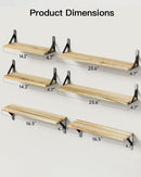 AMADA HOMEFURNISHING Long Wall Shelves, Rustic Farmhouse Style, Wood Floating Shelves for Wall Decor, Bathroom & Bedroom Storage, Living Room Book Shelves, 6pcs by TinyTreasures Baby Boutique