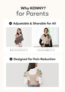 Konny Baby Carrier Flex SoftBreeze with Head Support - Adjustable, Easy to Wear Baby Wrap Sling, Perfect for Newborn Babies Essentials up to 44 lbs (M-4XL) - Black by TinyTreasures Baby Boutique