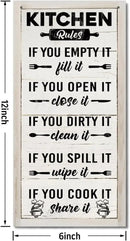 Hanging Kitchen Rules Wood Decor Sign, Rustic Kitchen Wooden Signs, Printed Wood Wall Art Sign, Kitchen Door Rules Rustic Sign, Hanging Wood Sign Kitchen Decor, Funny Farmhouse Kitchen Wall Décor B1 by CozyNest Decor