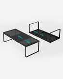SONGMICS Spice Racks, Set of 2 Expandable Kitchen Countertop Shelves, Small Cupboard Organizers, Metal, Space-Saving Tabletop Shelves, Matte Black UKCS402B01 by CozyNest Decor