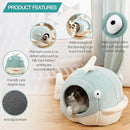 Lcybem Cat Beds for Indoor Cats - Cat Bed Cave with Removable Washable Cushioned Pillow, Calming Cozy Soft Cat Cave, Cute Friendly Dolphin Cat Houses for Indoor Cats No Deformation Pet Bed, L by CozyNest Decor