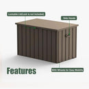 Domi Deck Box 150 Gallon, Waterproof Lockable Steel Outdoor Storage Container for Outside Cushions, Garden Tools and Pools Equipment, Brown by GreenHaven Gardens