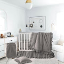 Brandream Baby Crib Bedding Set for Girls Boys Gender Neutral Boho Bohemian Farmhouse Chic Ruffle 6-Piece Nursery Bedding Set - 100% Washed Cotton Gray Grey by TinyTreasures Baby Boutique