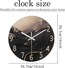 Black and Gold Wall Clocks Battery Operated 14 Inch Wall Clock Silent Non Ticking Glass Decorative Wall Clock for Office by CozyNest Decor