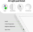Up To 9000Lux Super Bright A4 Light Pad With Bag,Rechargeable light box with 4000mAH Lithium Battery for Cricut Weeding Vinyl Tool,Magnet light box for tracing,Diamond Painting,Sketching,Tattoo(White) by TinyTreasures Baby Boutique