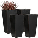 26 Inch Planter Tall Tapered Planter for Front Porch, Patio, Deck, Garden Indoor/Outdoor Tree Planters, Set of 4, Black with Copper Hand Brushed Rim by CozyNest Decor