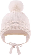 Basic Winter Baby Beanie Gloves Boys Girls Knitted Hat Pompom Kids Earflap Hats Warm Infant Toddler Beanie Mittens Set by TinyTreasures Baby Boutique