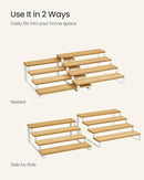 SONGMICS Display Risers, Set of 2 Engineered Wood Perfume Organizer Stand, 4-Tier Cupcake Stand Holder, Spice Rack, Shelf Risers for Figures, Dessert Shelves, Natural Beige and Cloud White UKCS216N02 by CozyNest Decor