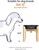 Ceramic Slow Feeder Dog Bowls Elevated, 3 Cups Raised Dog Bowl with Wooden Stand for Medium Large Breed to Slow Down Eating, Puzzle Food Bowl,Black by CozyNest Decor