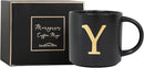 COLLECTIVE HOME - Monogram Ceramic Mugs, 15 oz Golden Initial Black Coffee Cups, Elegant Alphabet Tea Mugs, Elegant Personalized Mug with Gift Box, Unique Mug with Double Side Capital Lette (Y) by CozyNest Decor
