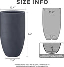 Kante 24 Inch Tall Round Concrete Planter, Large Indoor Outdoor Plant Pots with Drainage Hole and Rubber Plug, Modern Decorative Garden Pots for Home Patio Porch, Charcoal by GreenHaven Gardens