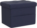 LINMAGCO Storage Ottoman Folding Foot Stool Foot Rest with Side Pocket Modern Ottoman with Storage Short Sofa Stool Linen Cloth 17x13x13(Navy) by CozyNest Decor