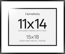 Homeforia 15x18 Diploma Frame Black, High End Metal 15 x 18 Black Certificate Frame with Mat 11 x 14, 18x15 Document Frame Matted to 11x14, Graduation Degree Frames, Tempered Glass, Wall Kit, Set of 1 by CozyNest Decor