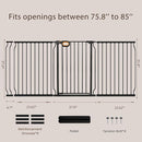 owlie 37.4" Extra Tall Wide Baby Gate for Stairs Doorways,75-85 Inch Extra Large Long Baby Gate with Door Indoor Safety Metal Pressure Mounted Pet Gate with Walk-Thru Auto Close, Black by TinyTreasures Baby Boutique