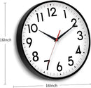 16 Inch Wall Clock, Large Wall Clocks Battery Operated, Big Silent Non-Ticking Analog Clock Decorative for Living Room, Office, Kitchen, Outdoor,Classroom, Bedroom, Bathroom, School(Black) by CozyNest Decor