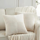 Fancy Homi 2 Packs Cream Decorative Throw Pillow Covers 16x16 Inch for Living Room Couch Bed Sofa, Rustic Farmhouse Boho Home Decor, Soft Corss Patchwork Corduroy Textured Square Cushion Case 40x40 cm by CozyNest Decor
