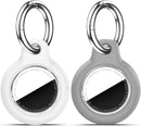 Upgrade Waterproof 2 Pack Airtags Holder with Apple Airtags Keychain, Hard PC Air Tag Case, Anti-Scratch & Shock Air tag Holder, Men's Women's Keyrings & Keychains-White+Grey by TinyTreasures Baby Boutique