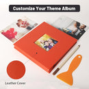 RECUTMS Small Photo Album Self Adhesive Scrapbook Magnetic Photo Albums for 4x6 5x7 8x10 Pictures for Baby Family Wedding 40 Pages with Metal Pen and Plastic Board (Orange) by TinyTreasures Baby Boutique