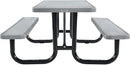 Global Industrial 8’L Rectangular Picnic Table, Expanded Metal, Gray Thermoplastic Coating, Attached Benches, 1-1/2” Umbrella Pole Hole, Outdoor-Rated, 1000 lb Capacity, 96” x 30” Tabletop by GreenHaven Gardens