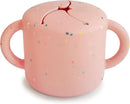 mushie Silicone Snack Cup | Spill Proof Food Container for Toddler and Baby (Powder Pink Confetti) by TinyTreasures Baby Boutique