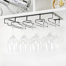 Wine Glass Rack Under Cabinet - Stemware Holder Metal Wine Glass Organizer Glasses Storage Hanger for Bar Kitchen Black 4 Rows by CozyNest Decor