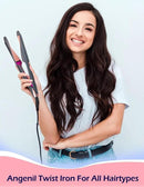 ANGENIL Pro Twist Ceramic Flat Iron 1 Inch, Dual Voltage Hair Straightener and Curler 2 in 1, Multi-Stylers Round Flat Iron Hair Curling Iron, Fast Heating LCD Display, 11 Adjustable Temp (250℉-450 ℉) by CozyNest Decor