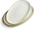 famiware Serving Platter, Oval 15.59/14.3/12.9inch Serving Dishes for Entertaining, Serving Bowls, Microwave Safe, Stoneware Serving Trays for Party, Food, Turkey, Cheese, Ocean Series, Vanilla White by CozyNest Decor