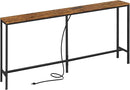SUPERJARE 70 Inch Console Table with Outlet, Sofa Table with Charging Station, Narrow Entryway Table, Skinny Hallway Table, for Living Room, Rustic Brown by CozyNest Decor