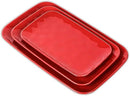 Vicrays Ceramic Rectangle Serving Platters - 14" 12" 10" Porcelain Serving Trays Plates for Party BBQ Appetizers Sushi Dessert - Microwave Oven and Dishwasher Safe - Set of 3 Red by CozyNest Decor