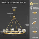Gold Wagon Wheel Chandelier, 48 Inch Brass Chandeliers with Unique Glass Shade, 12-Light Crystal Large Wagon Wheel Chandeliers for Dining Room, High Ceiling Round Chandelier for Living Room, Foyer by CozyNest Decor