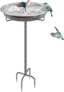 Metal Bird Bath for Outdoors Garden Birdbath Bowl, 36.2" Height Freestanding Bird Feeders for Outside with 4 Prongs Base Stake, Standing Birdfeeders for Yard Lawn Decor (Retro Silver) by GreenHaven Gardens