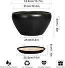 Ceramic Pot for Plants Large - 13 Inch Plant Pot Indoor with Drainage Hole and Saucer Round Planter Decorative Planter Outdoor Flower Pot for House Decor Balcony Black by GreenHaven Gardens